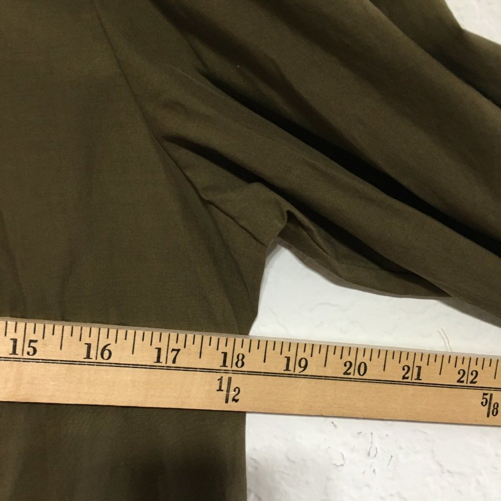 Rebecca Taylor NWT Womens 6 Knee Length Puff Sleeve Dress Dark Olive - Picture 12 of 15